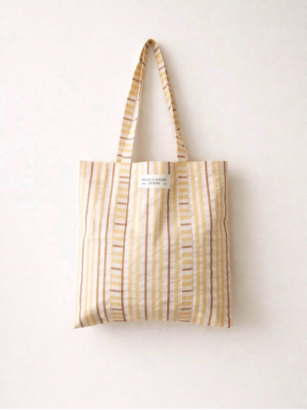 Sezane Yellow Stripe Cotton Canvas Tote